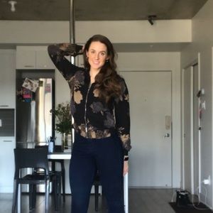 Babaton black floral jacket size M